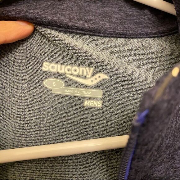 Saucony Men's Triumph 3D 1/2 Zip fleece lined running top jacket pullover blue S - Picture 8 of 12